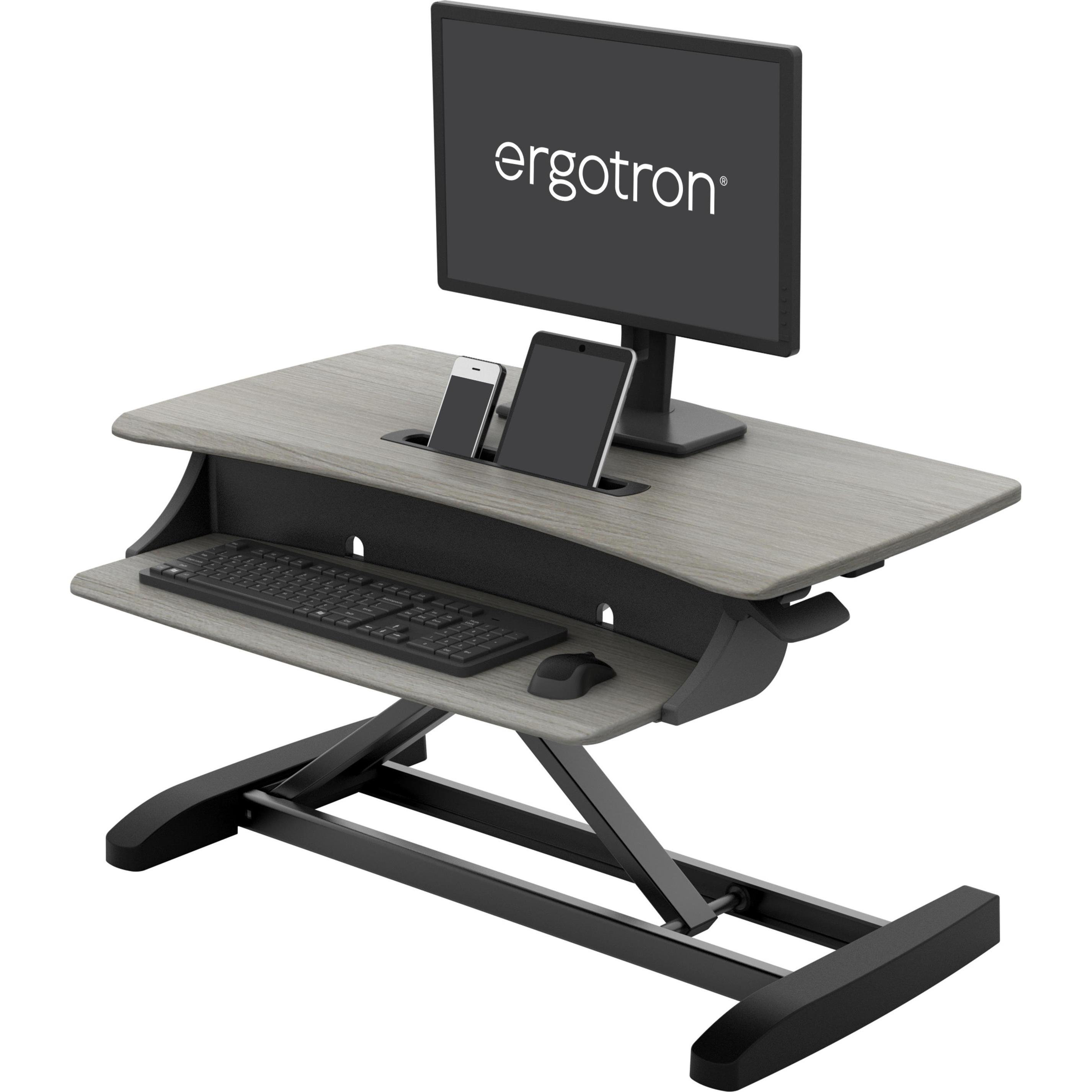 Ergotron WorkFit Steh-Sitz Arbeitsplatz, Monitor Erhöhung, Grau