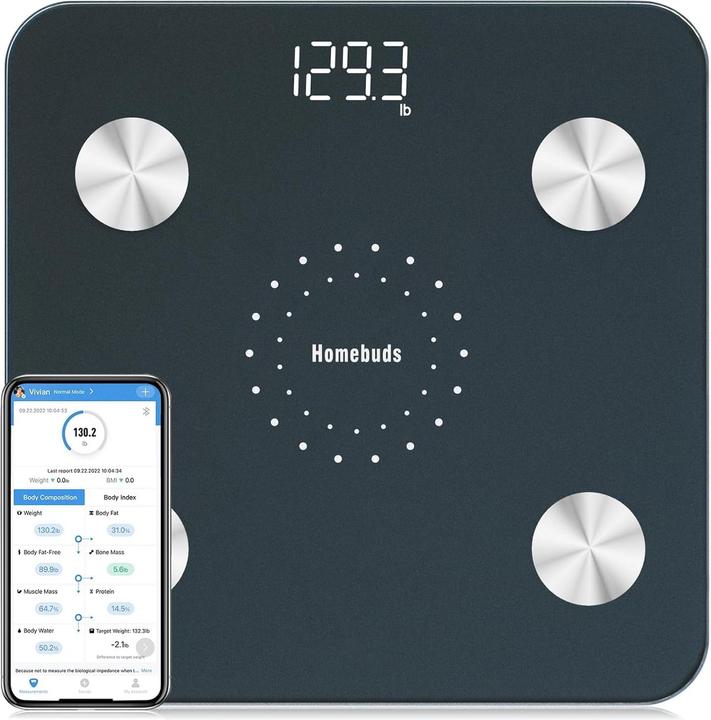 Actual product image Homebuds Personenwaage mit Körperfettanalyse (182 kg)