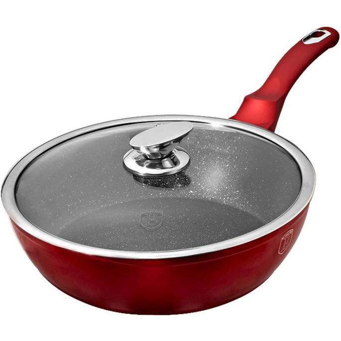 BerlingerHaus GRANITE FRY 24cm Red METALLIC LINE BH-1259, Pfanne + Kochtopf, Rot