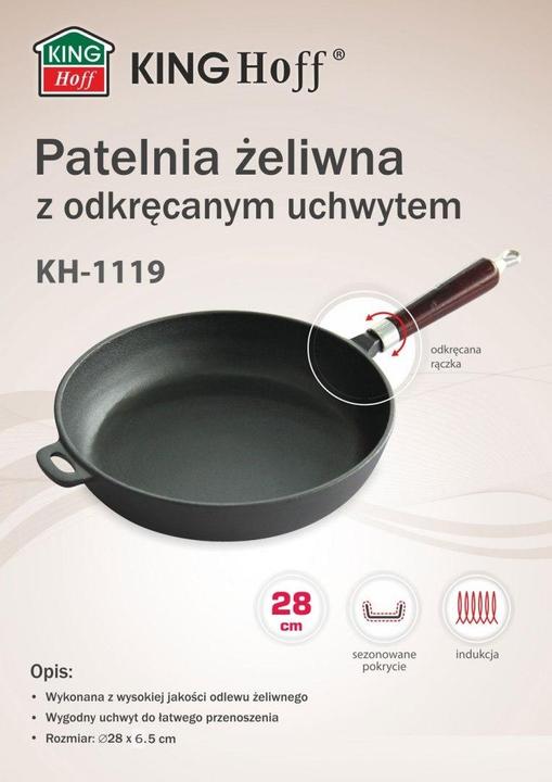 Actual product image Kinghoff 28cm Frying pan KH-1119 (Frying pan, Cast iron, 28 x 6.50 cm)