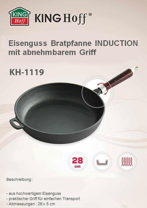 Actual product image Kinghoff 28cm Frying pan KH-1119 (Frying pan, Cast iron, 28 x 6.50 cm)
