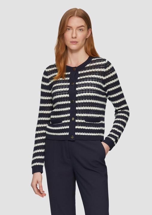 Actual product image S.Oliver Strickjacke Geringelte Lochstrickjacke mit Knöpfen (42)