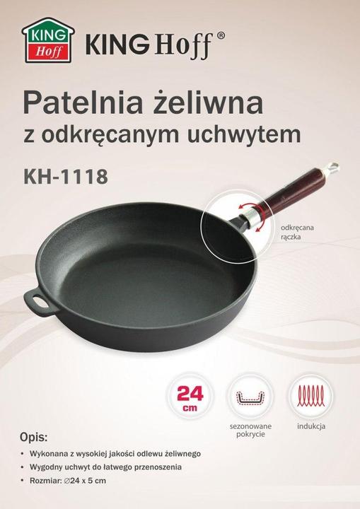 Actual product image Kinghoff CAST IRON BAKER 24cm KH-1118 INDUCTION (Frying pan, Cast iron, 24 x 5 cm)
