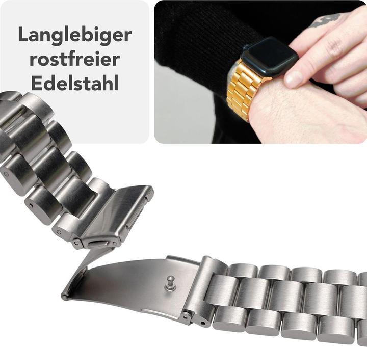 Produktbild Nalia Mova Edelstahl-Armband für Apple Watch, Metallarmband gebürstet - Stabil, Rostfrei & Matt (Edelstahl 316L)