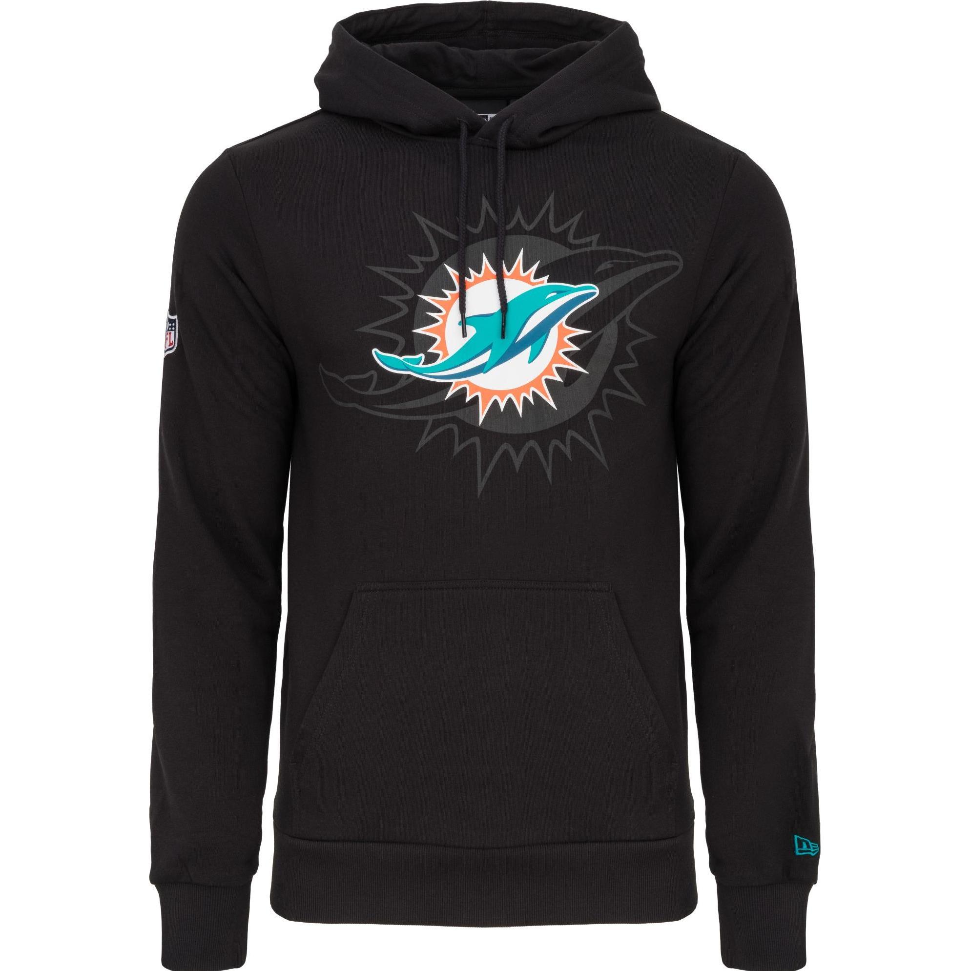 New Era, Herren, Pullover, Fleece Hoody - NFL Miami Dolphins 2.0 schwarz - L, Schwarz, (L)