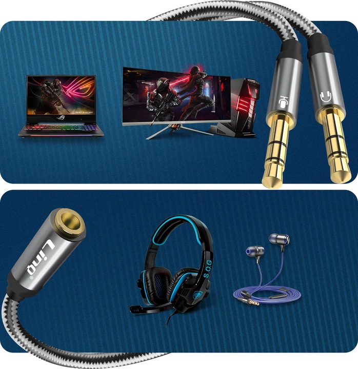 Actual product image LinQ 3.5mm jack connector female to 2x 3.5mm jack connector male (3.5mm jack, 3.5mm jack)