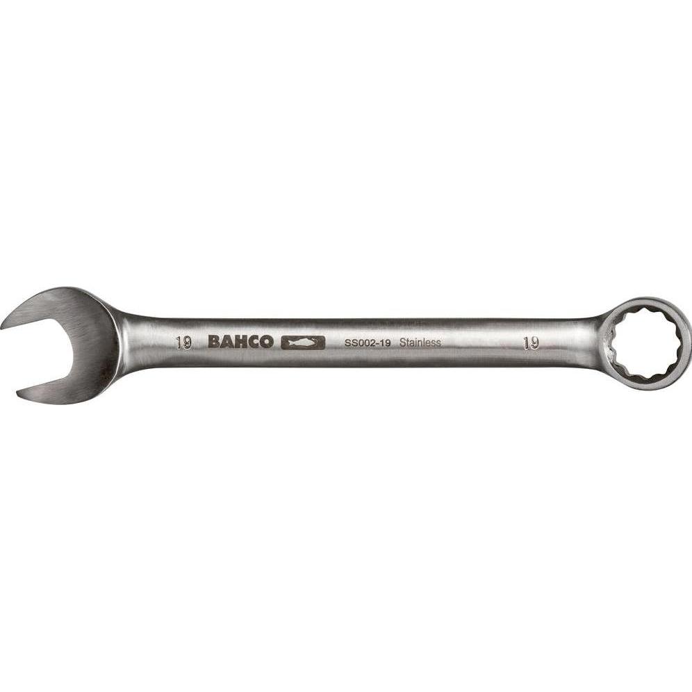 Bahco, Schraubenschlüssel, Gekröpfter 8-mm-Ring-Maulschlüssel aus Edelstahl, 120 mm (8 mm)