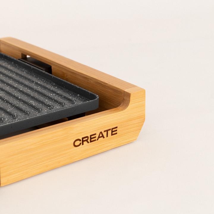 Actual product image Create STONE FLAT BAMBOO - 1800W electric grill plate