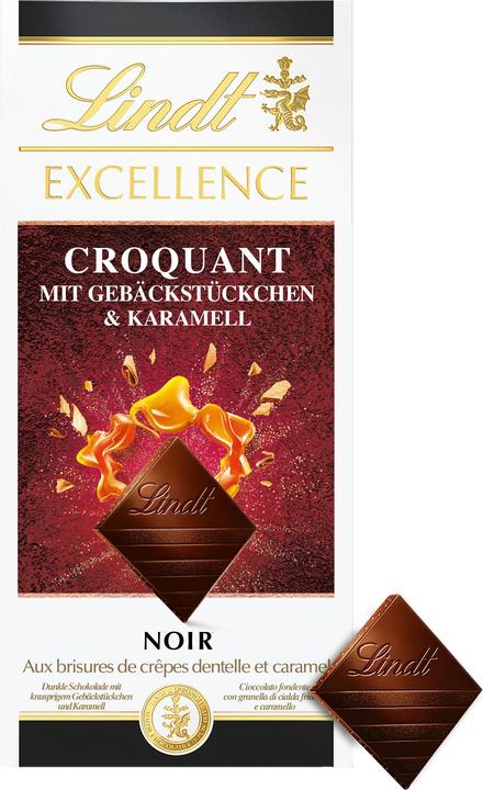 Produktbild Lindt Excellence Dunkel mit Gebäckstückchen & Caramel (100 g)
