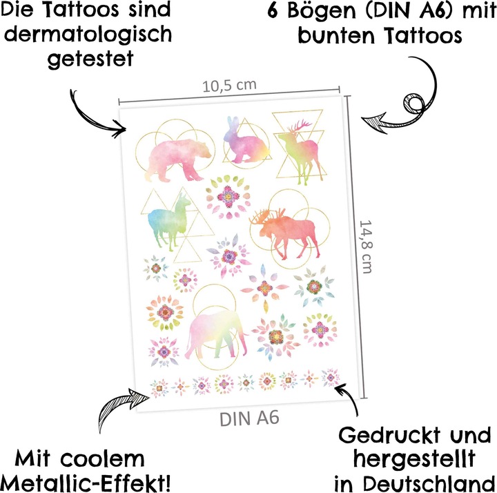 Produktbild Papierdrachen Metallic Tattoo Set