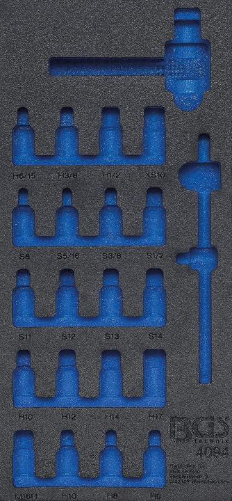 Actual product image BGS Tool Tray 1/3: Oil Pan Sockets / Oil Filter Chain Wrench 22 pcs.