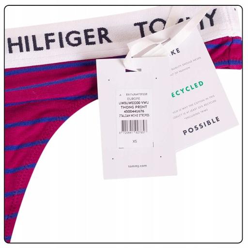 Image du produit Tommy Hilfiger Femmes Thong Print Culotte de Tanga, Italian Wine Stripes, S (S, M)