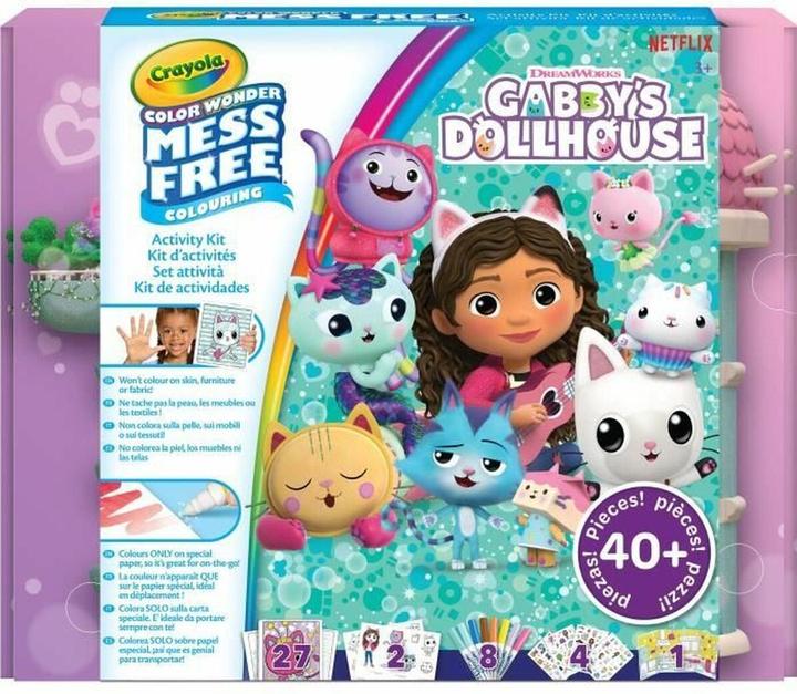 Crayola Colour Wonder, Gabby's Dollhouse without stains gift set, rich contents with brands
