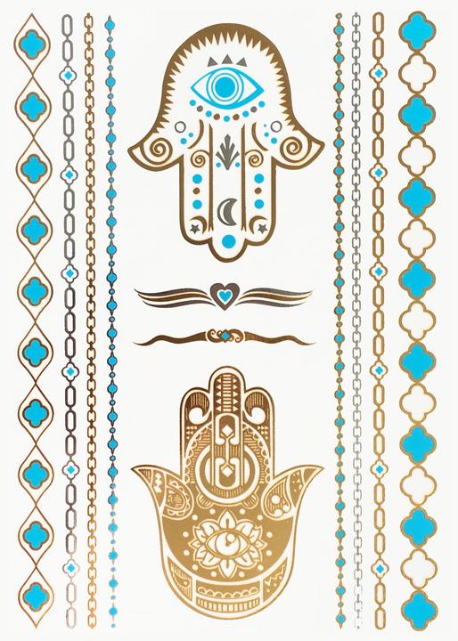 PP Metallic Body Tattoos - Hamsa Hände