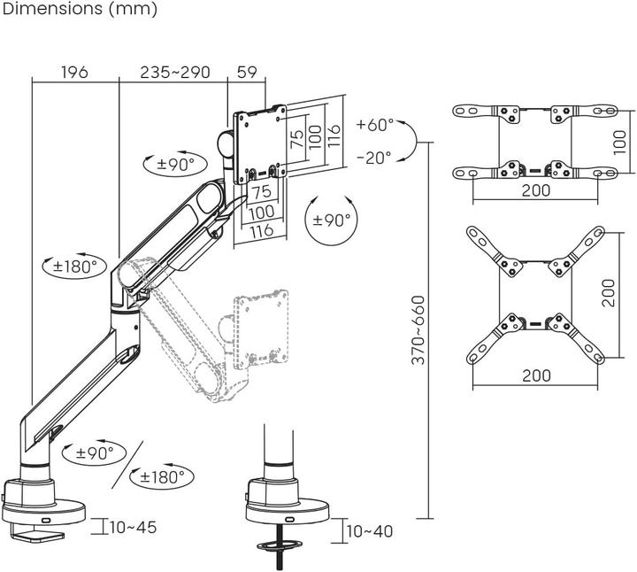 Produktbild myWall My Wall Bewegliche Halterung Monitorhalterung (Tisch, 57", 27 kg)