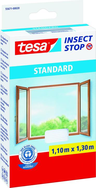 Produktbild tesa Insektenschutz STANDARD für Fenster, mit Klettband, ohne Bohren (110 x 130 cm)