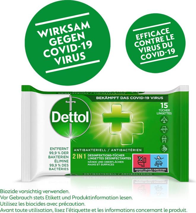 Image du produit Dettol Lingettes de désinfection 2en1