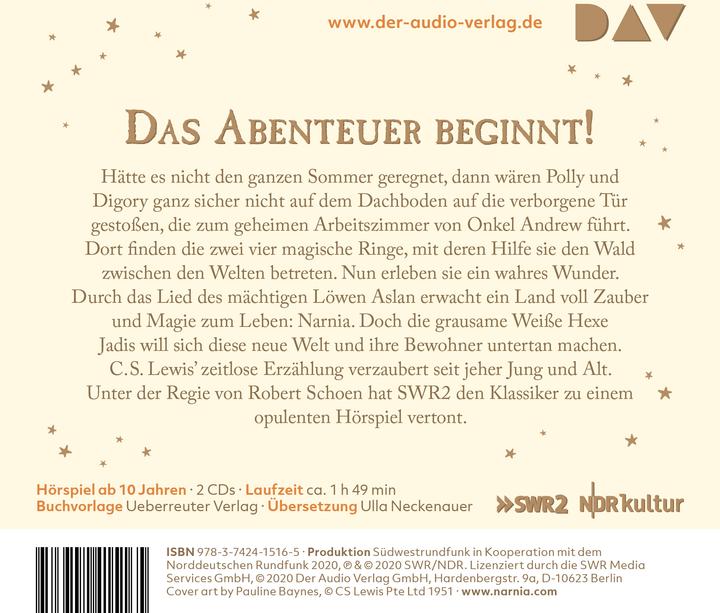 Image du produit Les Chroniques de Narnia - Partie 1 : Le Miracle de Narnia (Uve ordinateur de test, Robert Schoen, C. S. Lewis., Ulla Neckenauer, Santiago Ziesmer, Pauline Baynes, Friedhelm Ptok, Allemand)