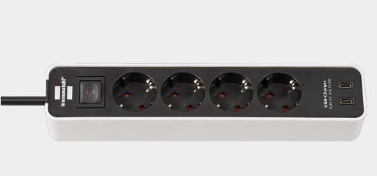 Produktbild Brennenstuhl 1153240126 Steckdosenleiste mit Schalter Weiss Schutzkontakt 1 St. (4x, CEE 7/4, USB-C, 1.50 m)