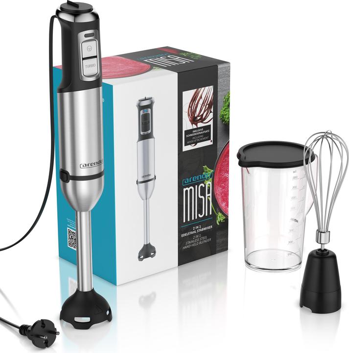 Image du produit Arendo Stabmixer Set 2000 Watt, Edelstahl, Handmixer, stufenlose Regelung, Abnehmbar, DC-Motor, ergonomisch