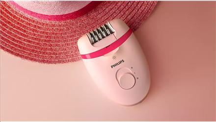 Actual product image Philips Corded Compact Epilator BRE285/00 Satinelle Essential Baltas/Rožinė, Corded