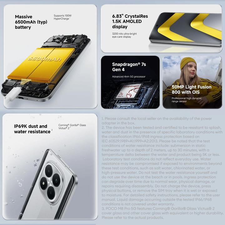 Immagine prodotto Xiaomi POCO M8 Pro 5G/12GB/512GB/Grün (512 GB, Verde, 6.83", Doppia SIM, 5G)