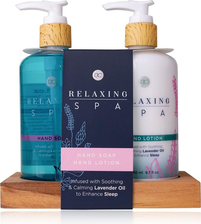 Actual product image Accentra Hand care set RELAXING SPA on wooden tray, incl. 290ml hand soap and 290ml hand lotion in pump (Hair care set)