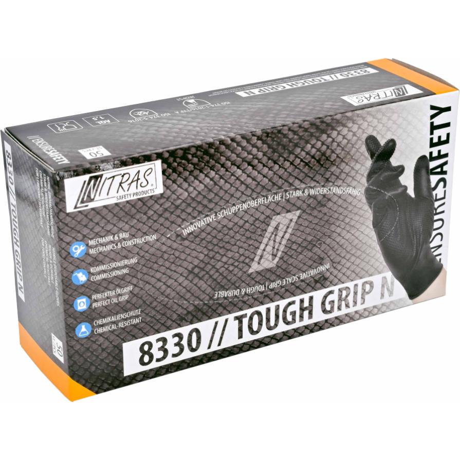 Nitras, Guanti di sicurezza, Guanti unisex monouso TOUGH GRIP N nero taglia M 50 pz. (8)