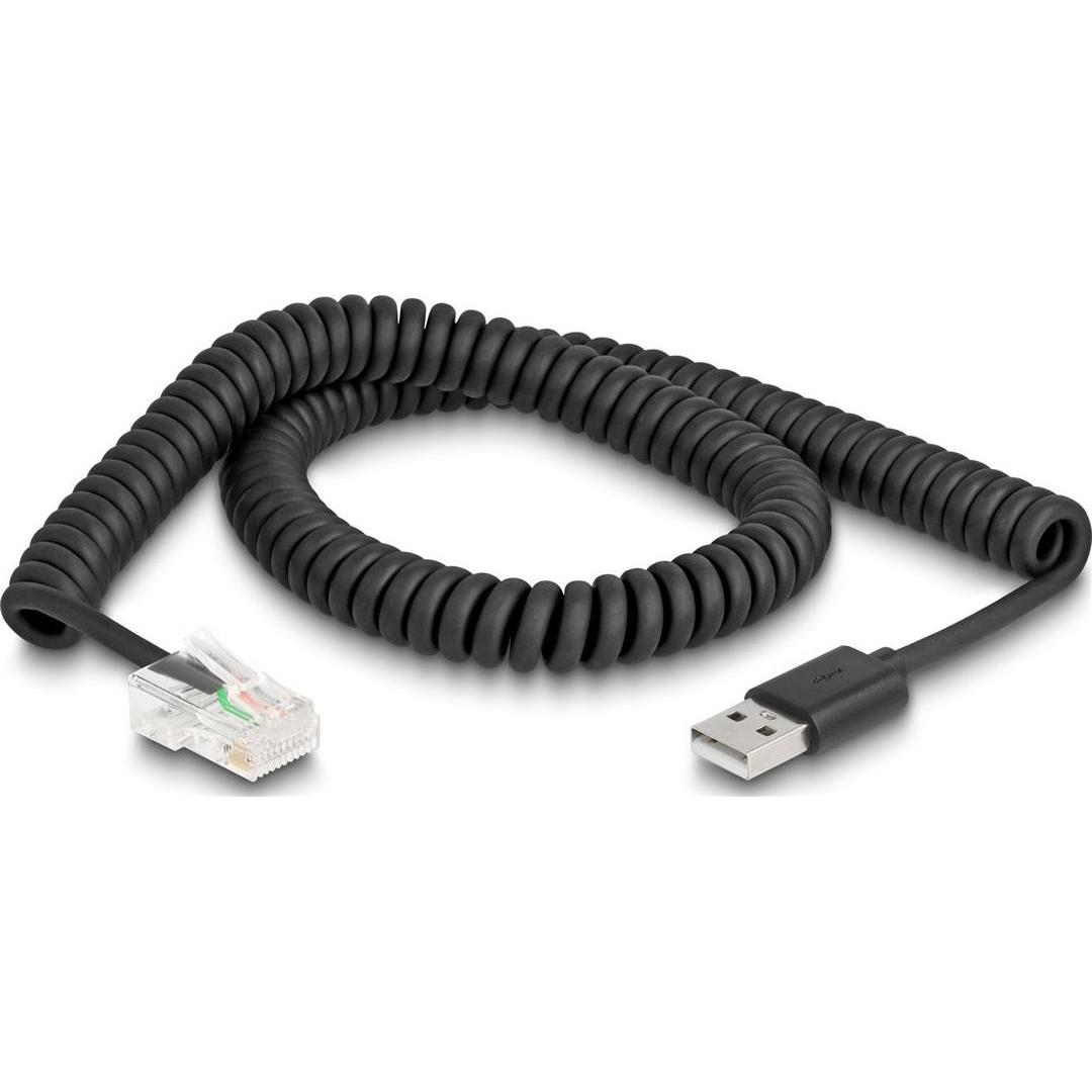 Delock Cavo a spirale da RJ50 a USB 2.0 Type-A per scanner di codici a barre da 2 m, Accessori lettore codice a barre