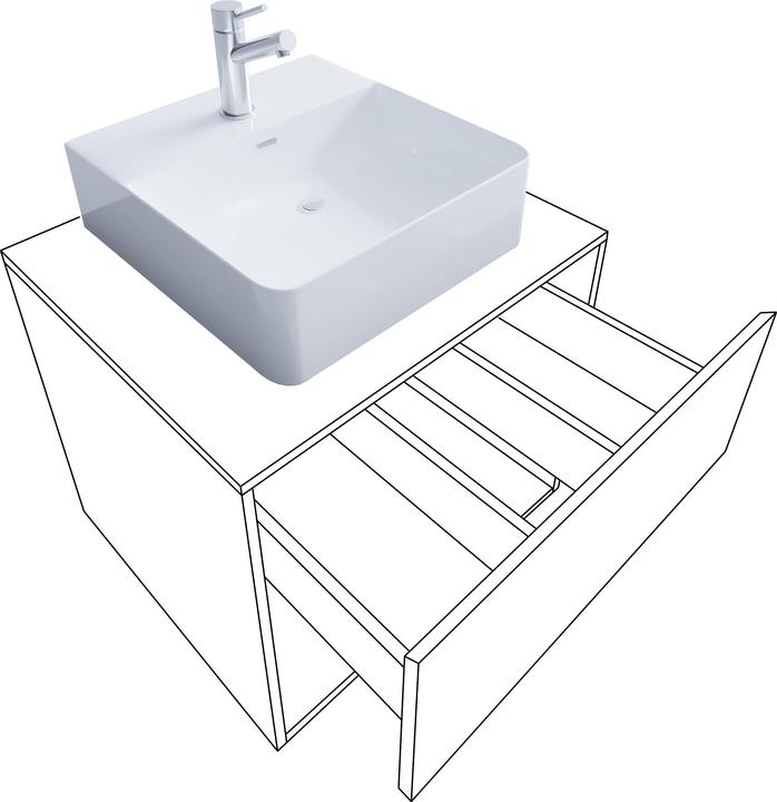 Actual product image VCM 2-piece bathroom block washbasin drawer "Lendas II" bathroom furniture