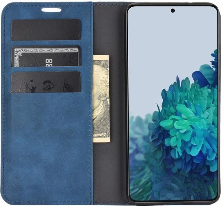 Image du produit Cover-Discount Galaxy S21 - Silky Stand Flip Case Cover bleu foncé (Samsung Galaxy S21)