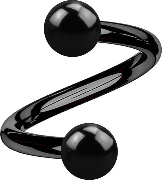 Image du produit Star Piercing Micro Spirale noire avec deux boules (Acier chirurgical 316L, sans laiton)