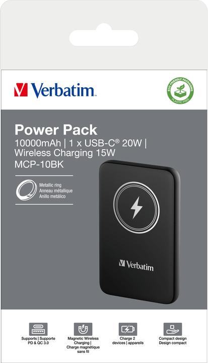Produktbild Verbatim POWER BANK 10000 NOIR (10000 mAh, 20 W, 37 Wh)