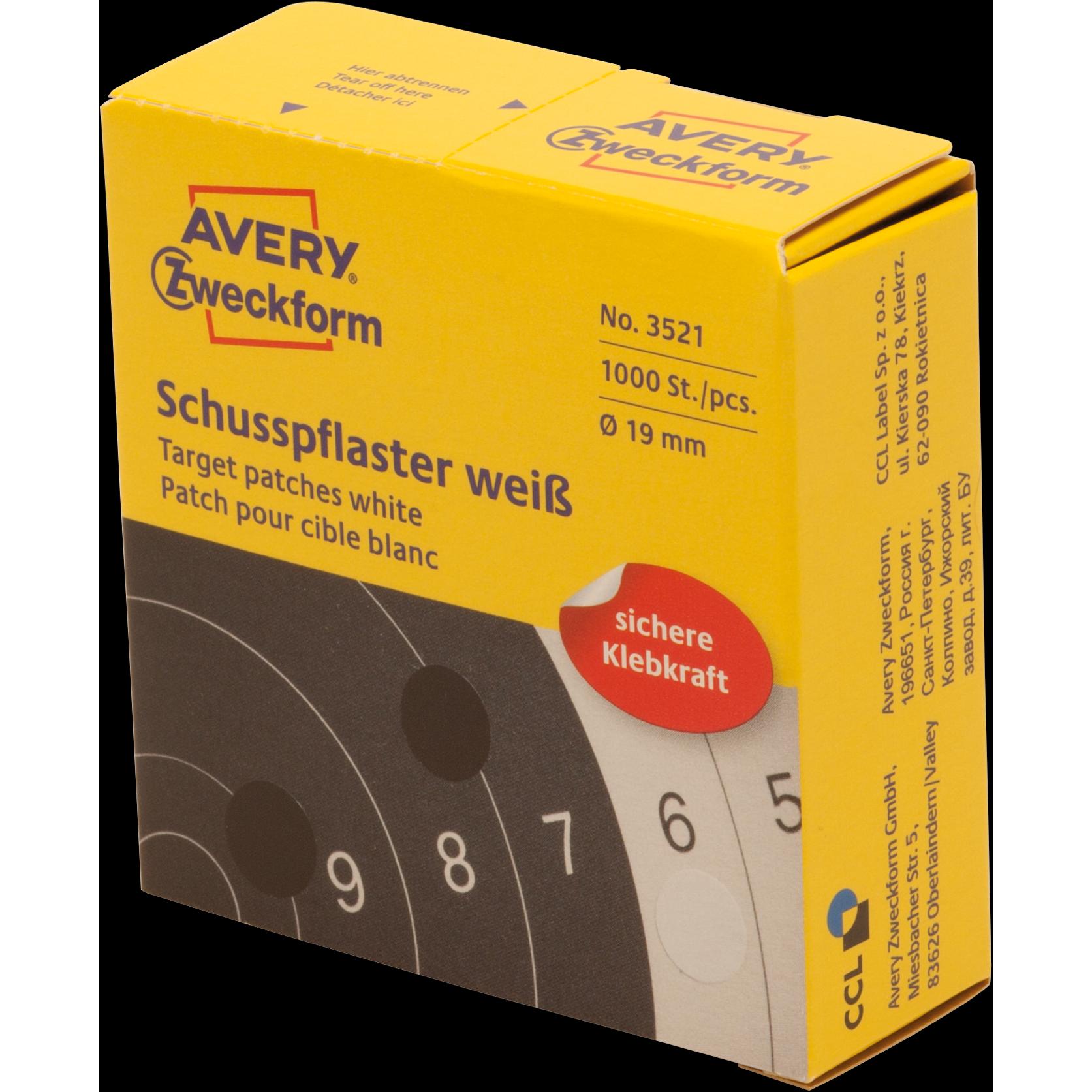 Avery, Etiketten, Schusspflaster