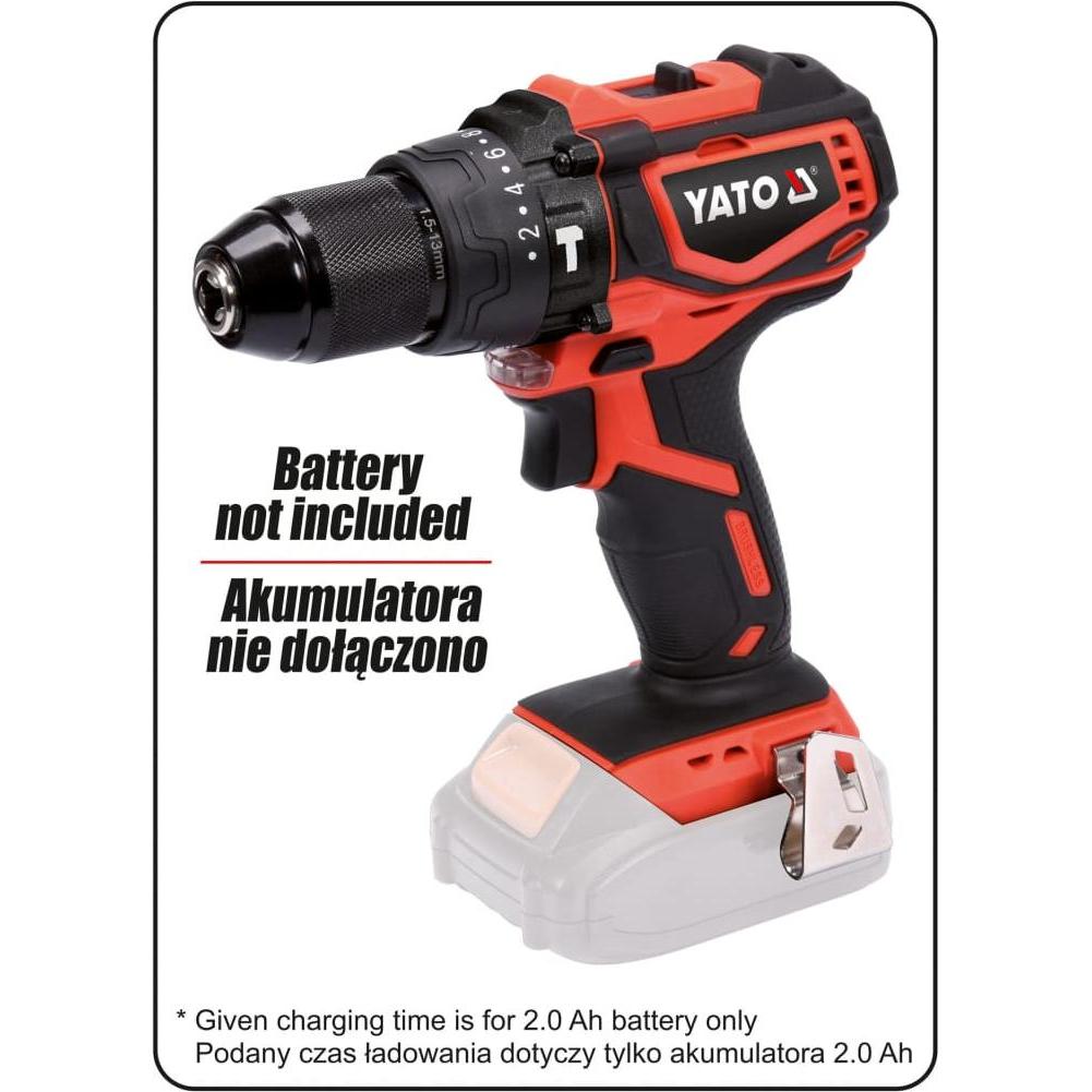 Thumbnail - Yato, Bohrmaschine + Akkuschrauber, Toya smūginis suktuvas-gryžtuvas 18V LI-ION 42Nm BRUSHLESS, WITHOUT BATTERIES. AND C...