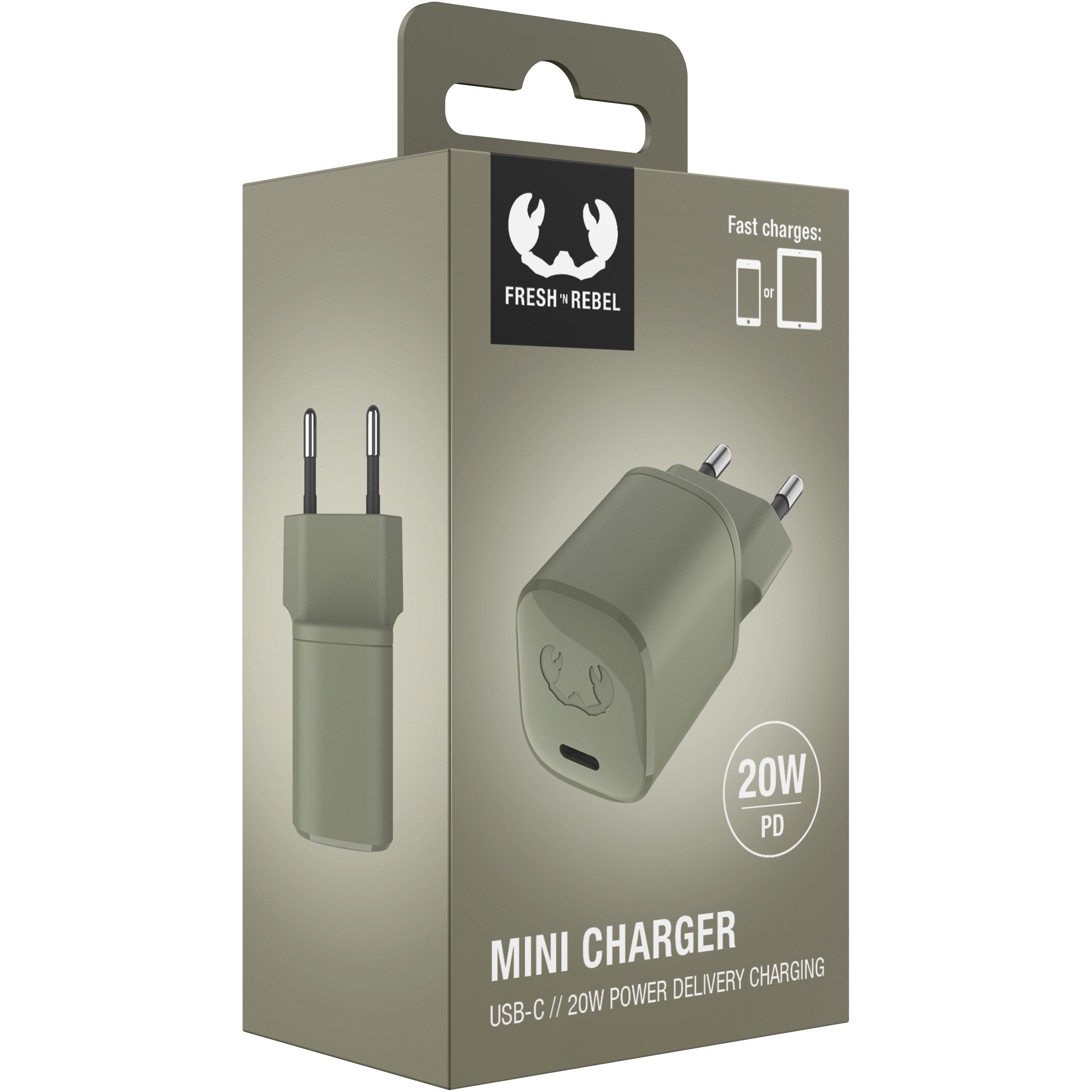 Thumbnail - Fresh'N Rebel Mini Ladegerät USB C (20 W), USB Ladegerät, Grün