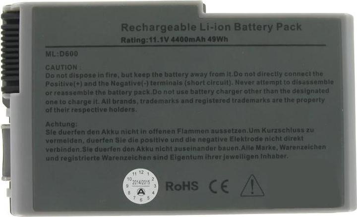 Actual product image Dell Battery Inspiron 500M, 600M, Latitude D500 (6 cubicles, 4800 mAh)