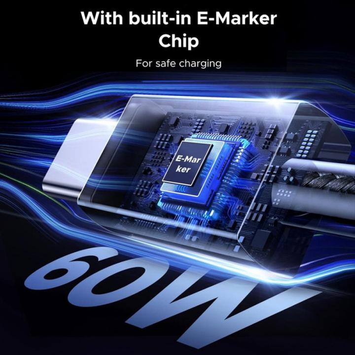 Produktbild Ugreen L524 PD 3A 1m USB-C to USB-C cable (gray) (1 m, 60 W)