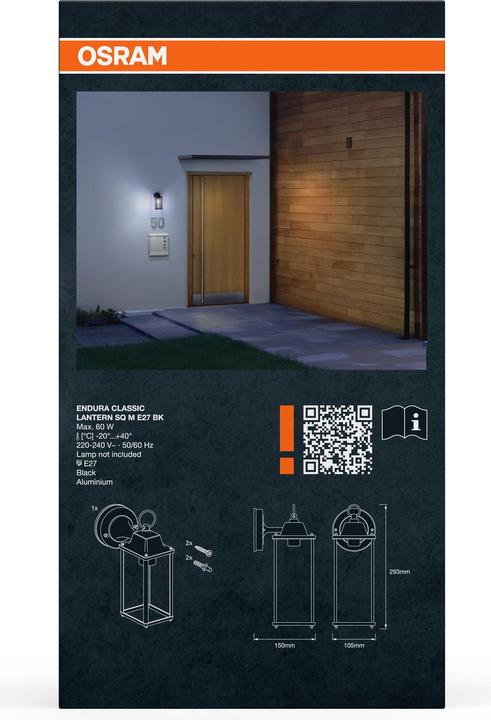Produktbild Osram ENDURA® CLASSIC LANTERN Square M E27 (E27, IP23)