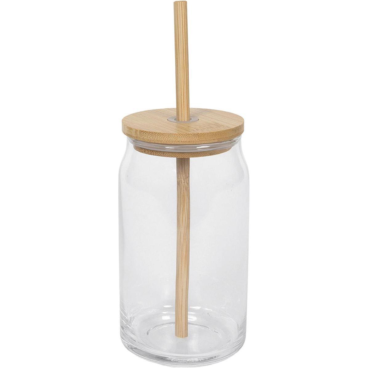 Trinkglas Bambusdeckel+ Halm (0.50 l, 1 x) (53556284) Mindestbestellmenge: 6 Stück