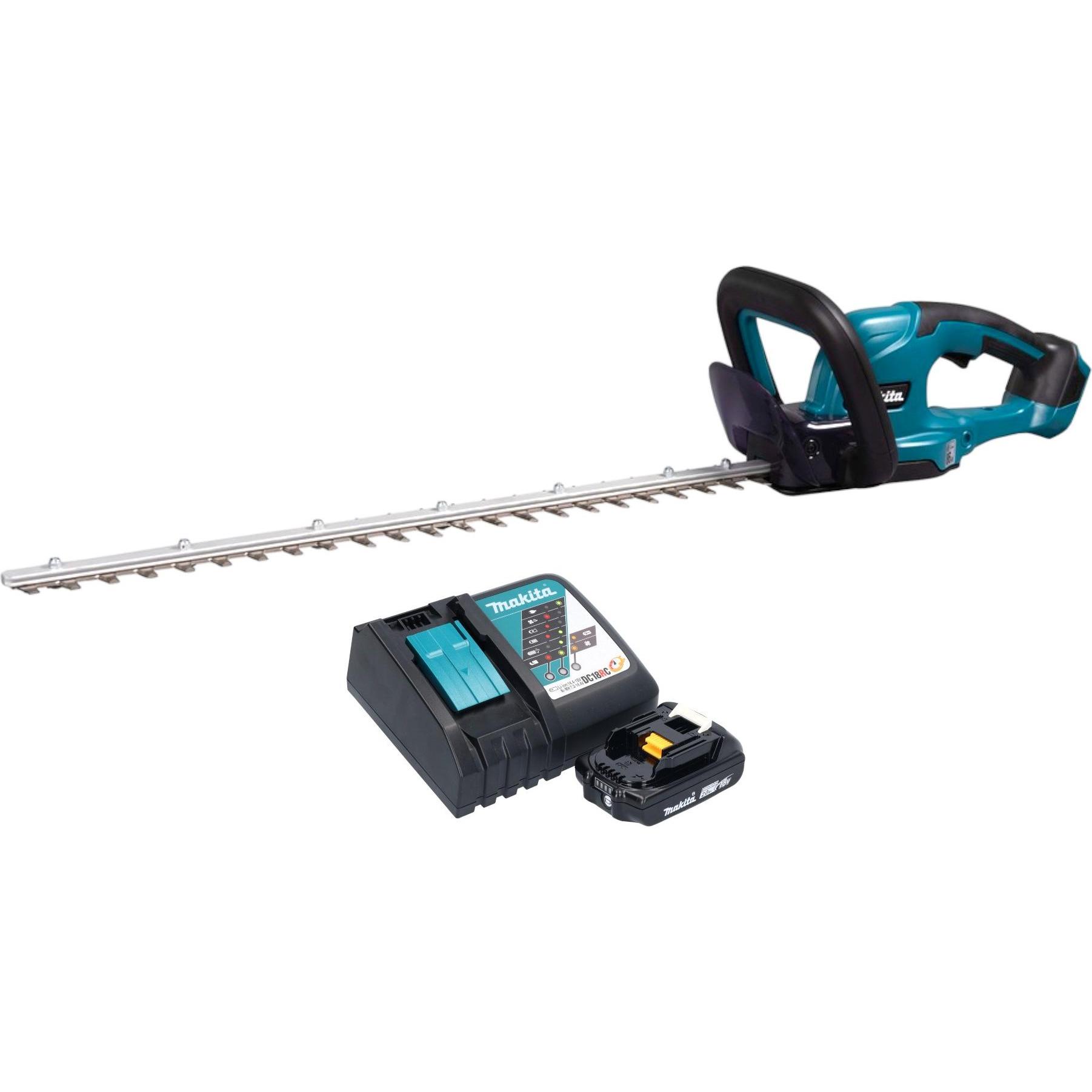 Makita, Heckenschere, DUH 607 RA Akku Heckenschere 18 V 60 cm + 1x Akku 2,0 Ah + Ladegerät (Akkuheckenschere)