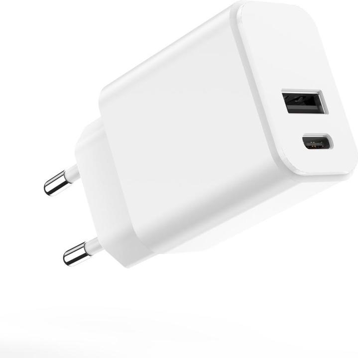 Image du produit Setty chargeur 1x USB + USB-C 3A 20W blanc (20 W, 2 ports)