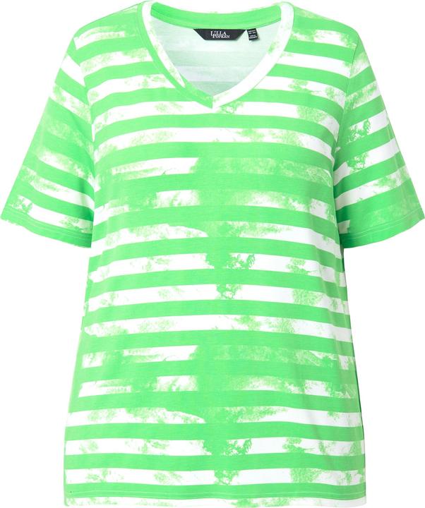 Produktbild Ulla Popken T-Shirt, Streifen, Classic, V-Ausschnitt, Halbarm (62)