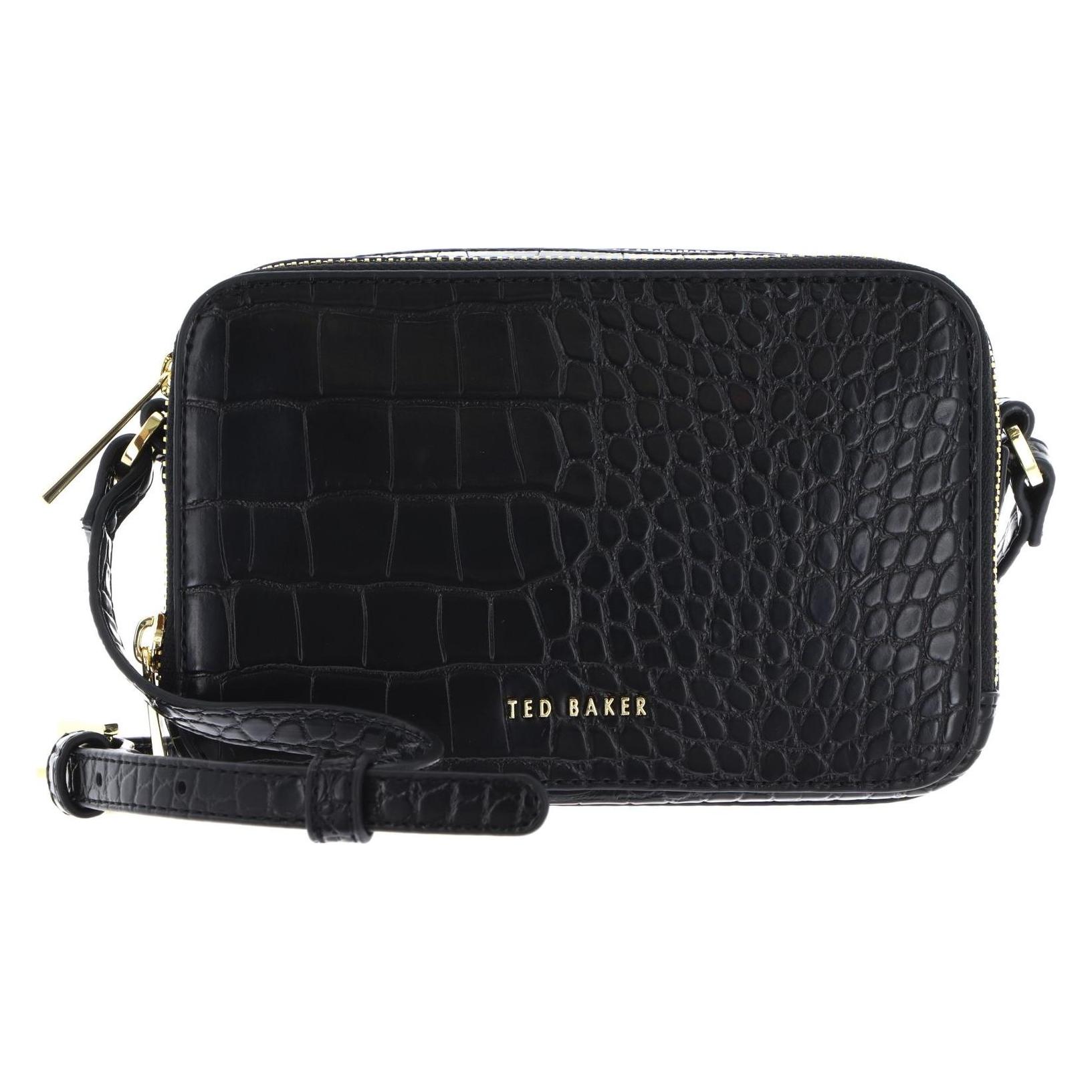 Ted Baker, Damen, Handtasche, Stina Double Zip Croc Effect Mini Camera Bag, Schwarz