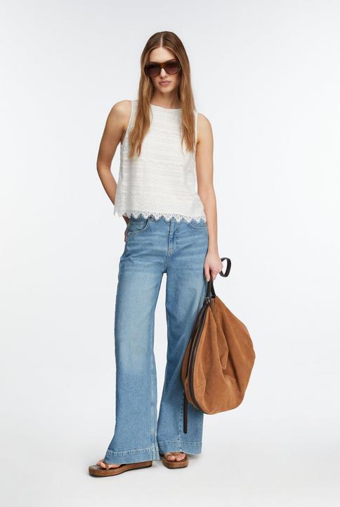 Actual product image Comma Bluse Feminines Baumwollspitzentop mit Muschelsaum (44)