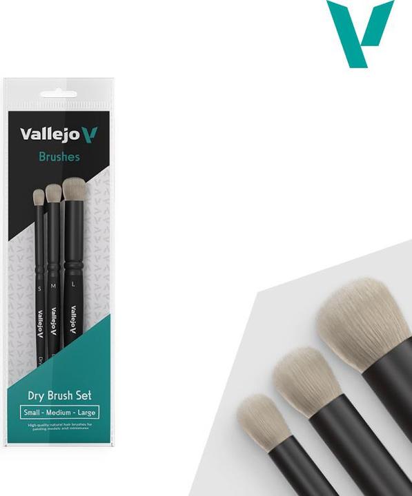 Actual product image Vallejo Brush Set / Dry Brush - Dry Brush Set - Natural Hair (S, M & L)