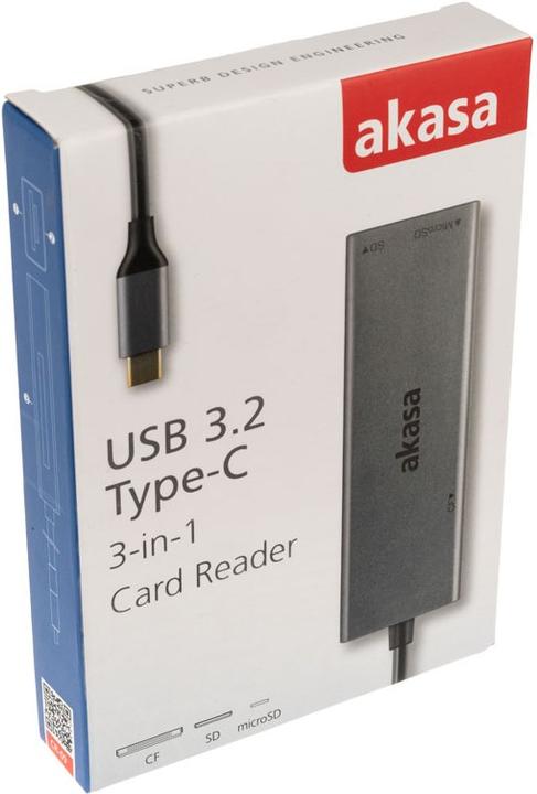 Actual product image Akasa USB 3.2 Gen1 Type-C 3-in-1 Card Reader