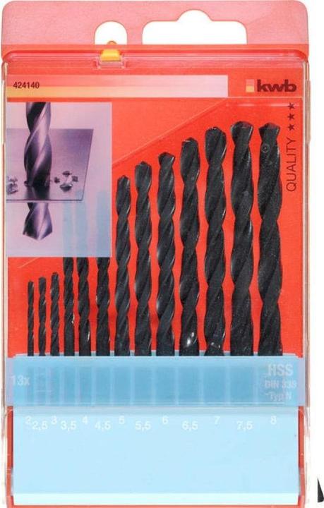 Produktbild kwb Spiralbohrer Set 13-teilig (6 mm, 6.5 mm, 5.5 mm, 7 mm, 3 mm, 5 mm, 8 mm, 2.5 mm, 3.5 mm, 4.5 mm, 2 mm, 7.5 mm, 4 mm)
