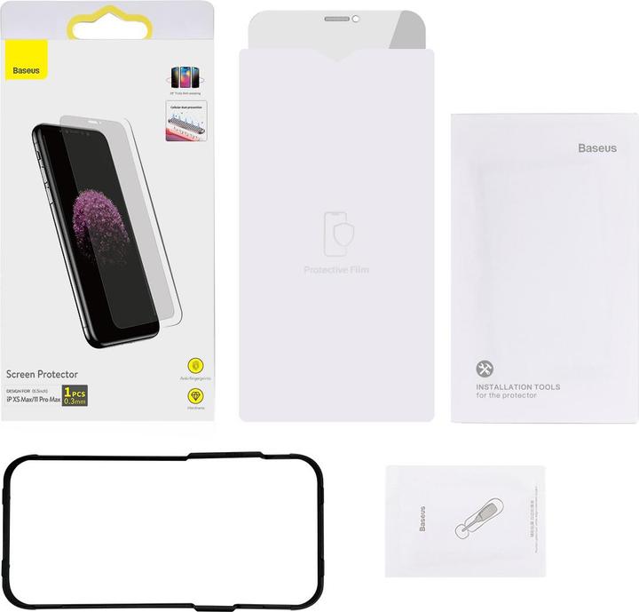 Produktbild Baseus All-glass Porcelain Crystal Dust-proof Anti-peeping Film for iP11 (1 Stk., Apple iPhone 11 Pro Max, Apple iPhone XS Max)