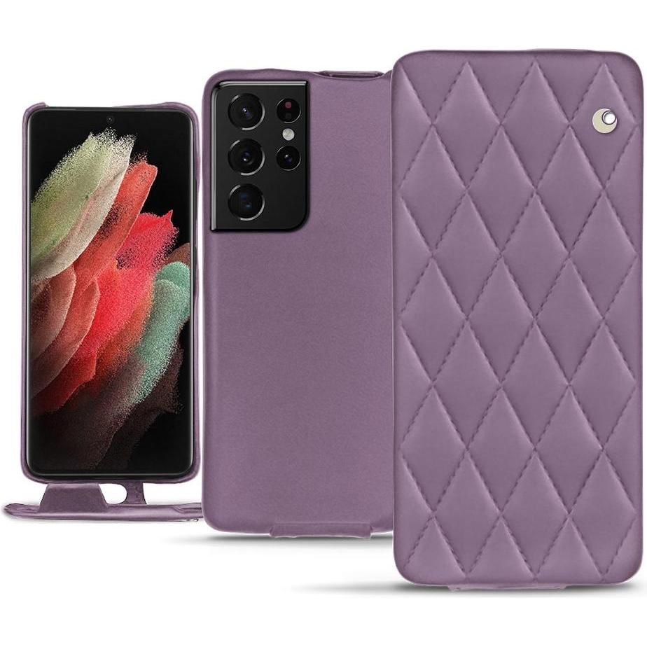 Noreve Lederschutzhülle vertikal (Samsung Galaxy S21 Ultra), Smartphone Hülle, Violett